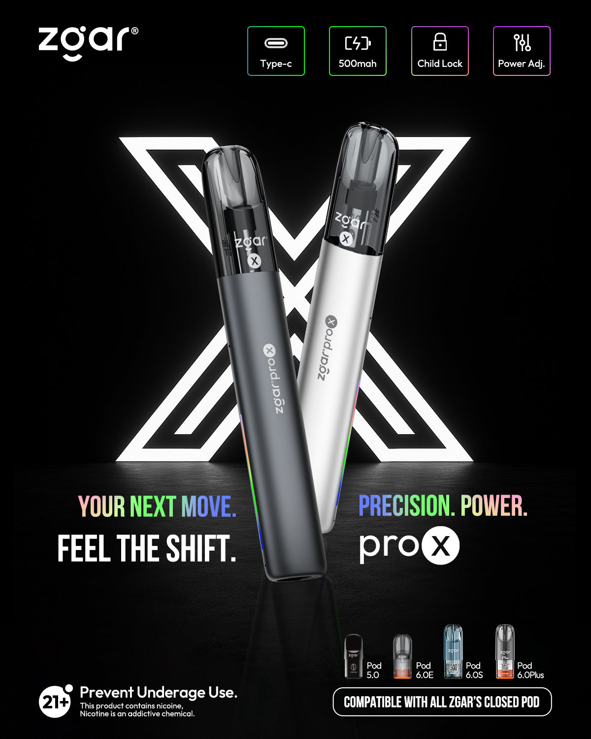 正品冰熊升级版ZGAR PRO X 双侧炫彩流光灯效可换弹烟杆-四色可选（支持4/5/6/7代及所有冰熊烟弹） 图片 6
