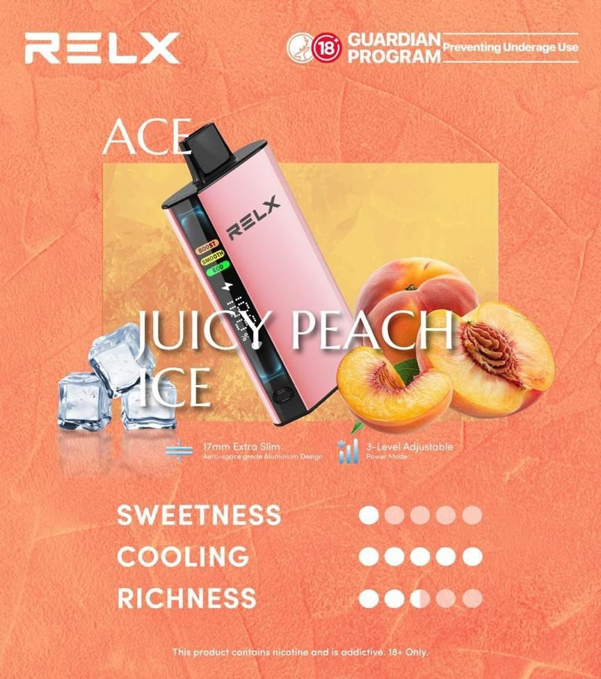 正品悦刻RELX ACE 30000口超大容量冰爽系列航空级铝材超薄设计三档功率可调智能液晶显示电量油量一次性电子烟-多口味可选 图片 6