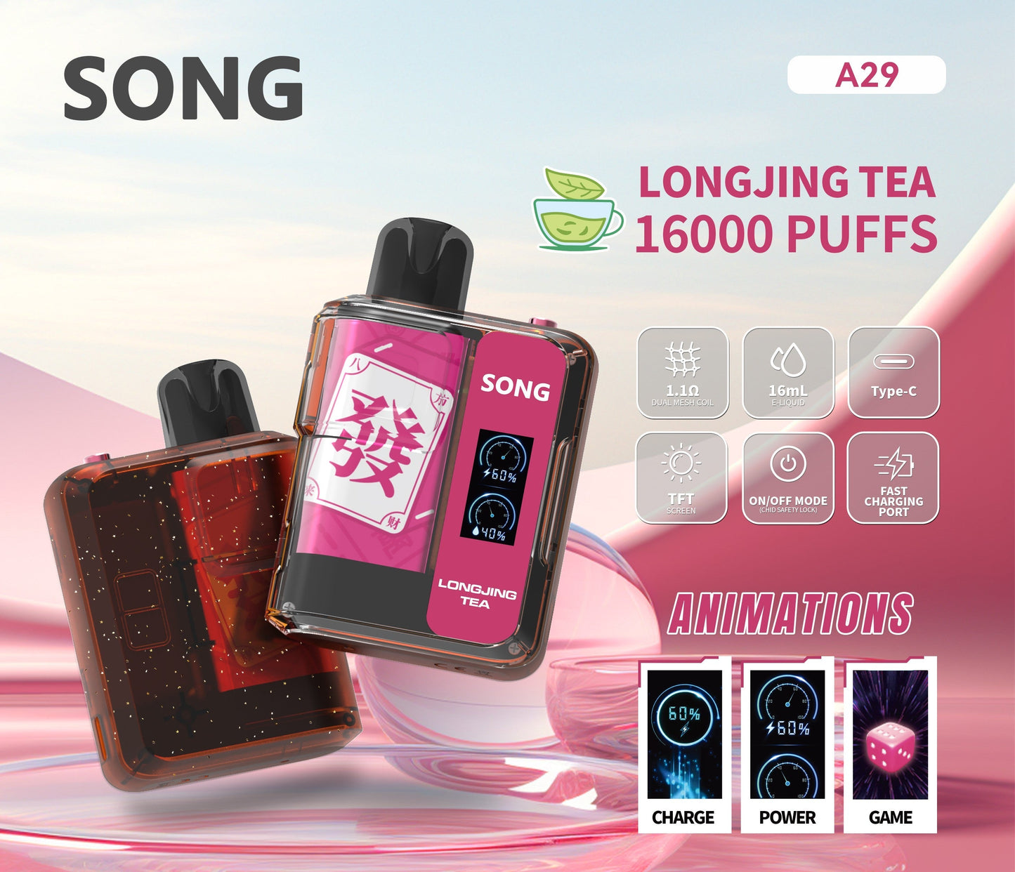 崧SONG A29娱乐系列16000口一次性电子烟-麻将骰子崧盒/猜 龙井茶 图片13 - RELX.HK