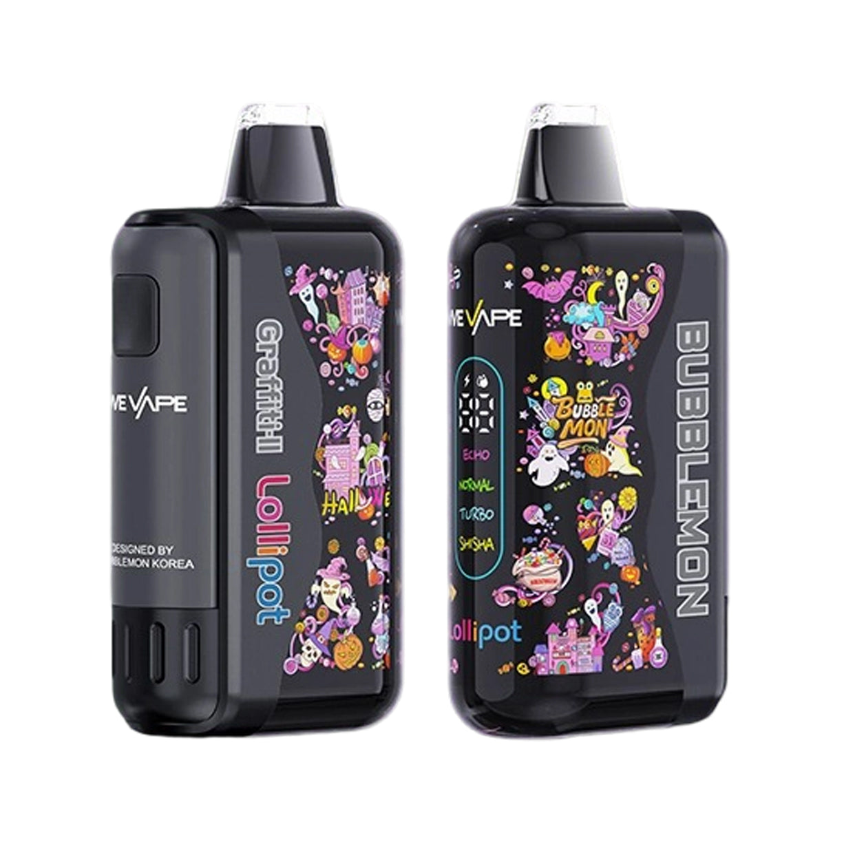 正品韩版巴布梦二代BUBBLE MON GRAFFITI-II 泡泡兽满天星炫彩壁纸LED灯效30000口可拆卸式电子烟套装/烟弹-多口味可 图片 7