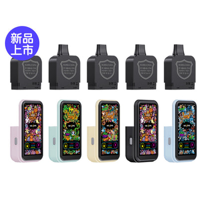 正品韩版巴布梦三代BUBBLE MON GRAFFITI-C 泡泡兽满天星炫彩涂鸦壁纸LED灯效30000口可拆卸式电子烟套装/烟弹-多口味 图片 1