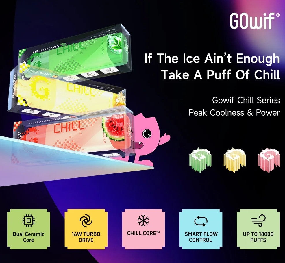 正品高维GOwif Chill极凉系列18000口双陶瓷芯涡轮大功率透明油仓电量油量显示长续航一次性电子烟-多口味可选 图片 3