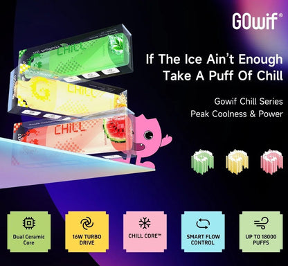 正品高维GOwif Chill极凉系列18000口双陶瓷芯涡轮大功率透明油仓电量油量显示长续航一次性电子烟-多口味可选 图片 3